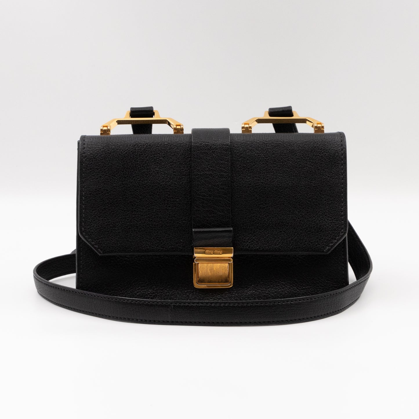 Bandoliera Madras Shoulder Bag Black Goatskin Leather