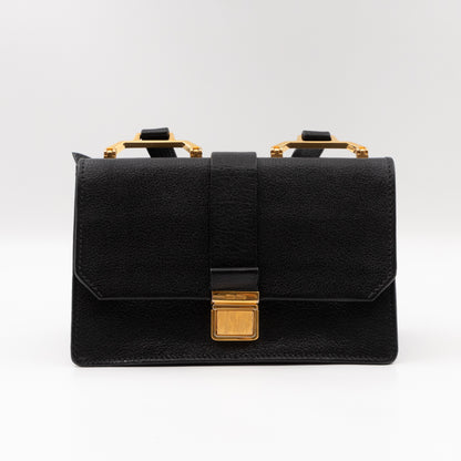 Bandoliera Madras Shoulder Bag Black Goatskin Leather