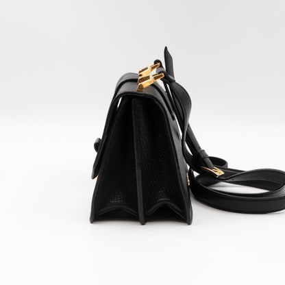 Bandoliera Madras Shoulder Bag Black Goatskin Leather