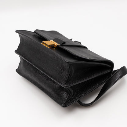 Bandoliera Madras Shoulder Bag Black Goatskin Leather