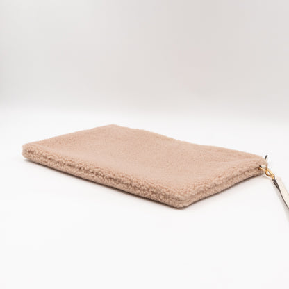 Fendi Roma Large Flat Pouch Pink Shearling