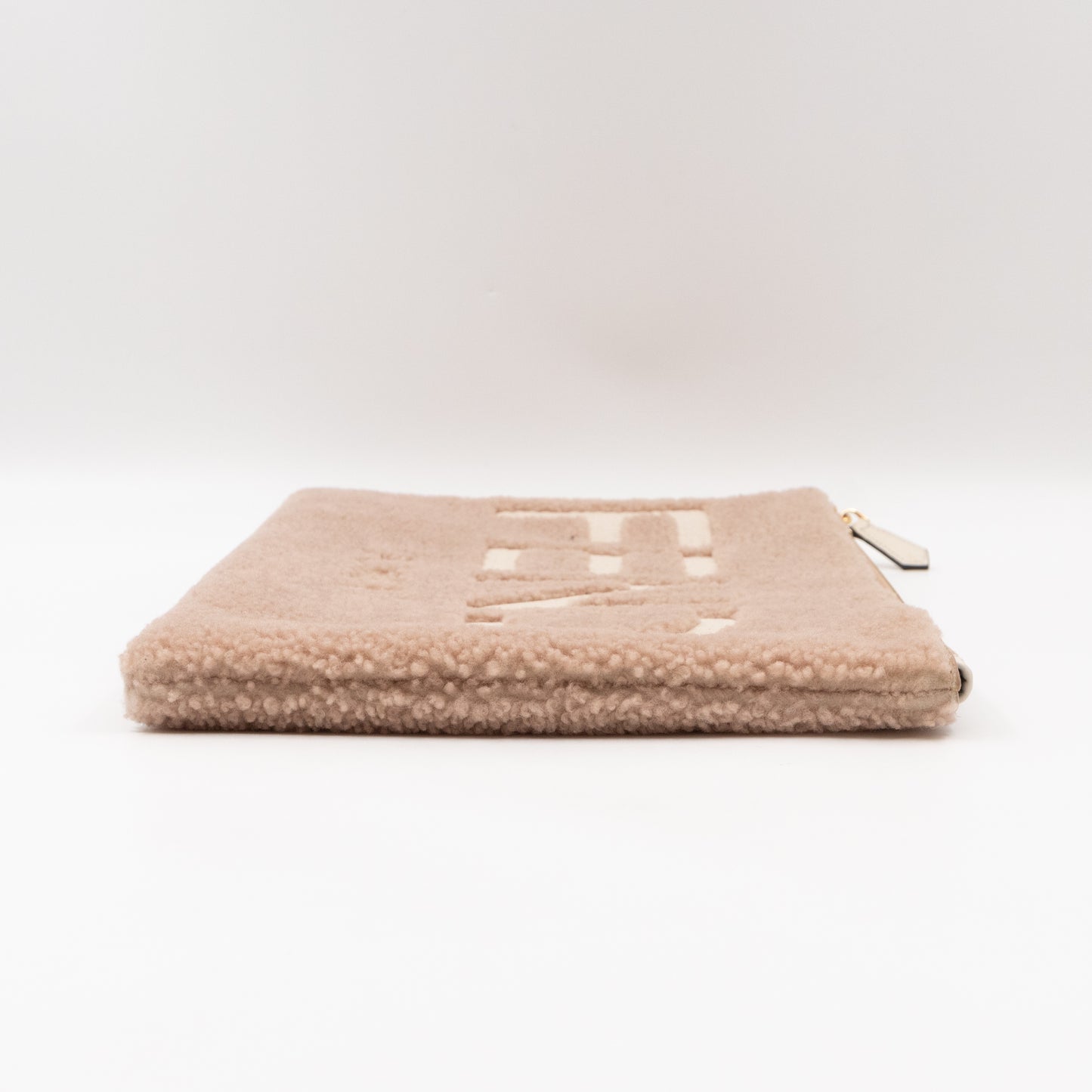 Fendi Roma Large Flat Pouch Pink Shearling