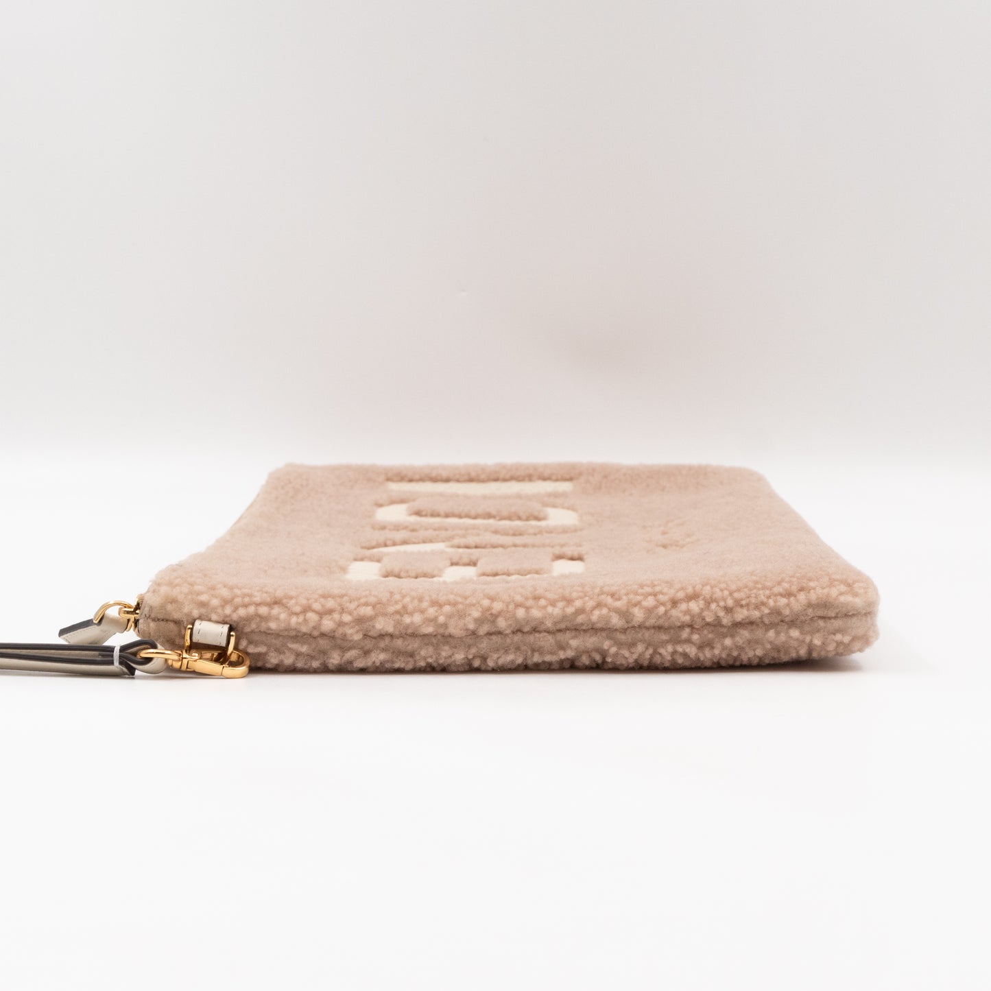 Fendi Roma Large Flat Pouch Pink Shearling