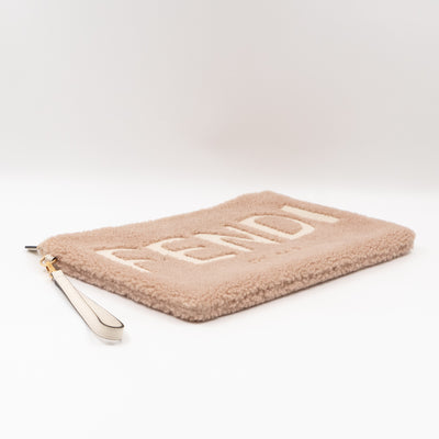 Fendi Roma Large Flat Pouch Pink Shearling