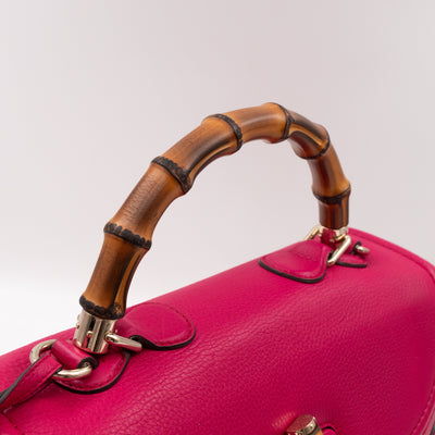 New Bamboo Large Top Handle Bag Pink Leather
