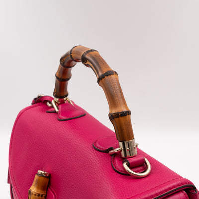 New Bamboo Large Top Handle Bag Pink Leather