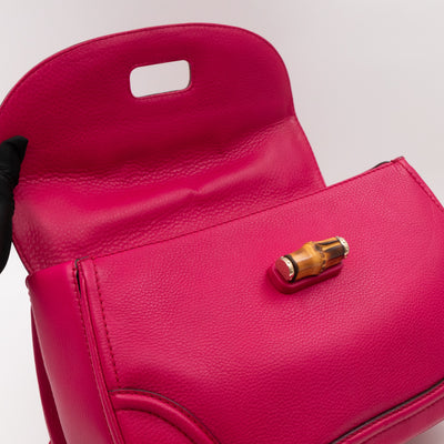 New Bamboo Large Top Handle Bag Pink Leather