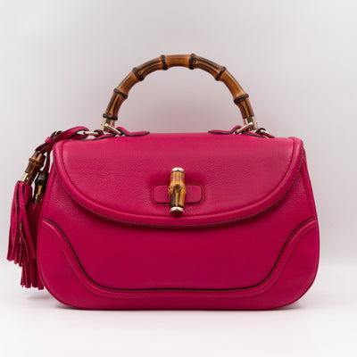 New Bamboo Large Top Handle Bag Pink Leather