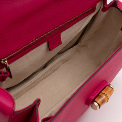New Bamboo Large Top Handle Bag Pink Leather