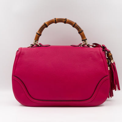New Bamboo Large Top Handle Bag Pink Leather