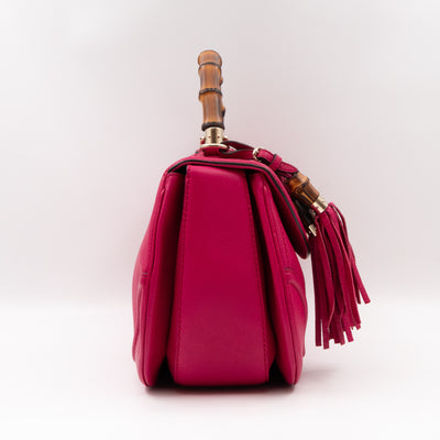 New Bamboo Large Top Handle Bag Pink Leather