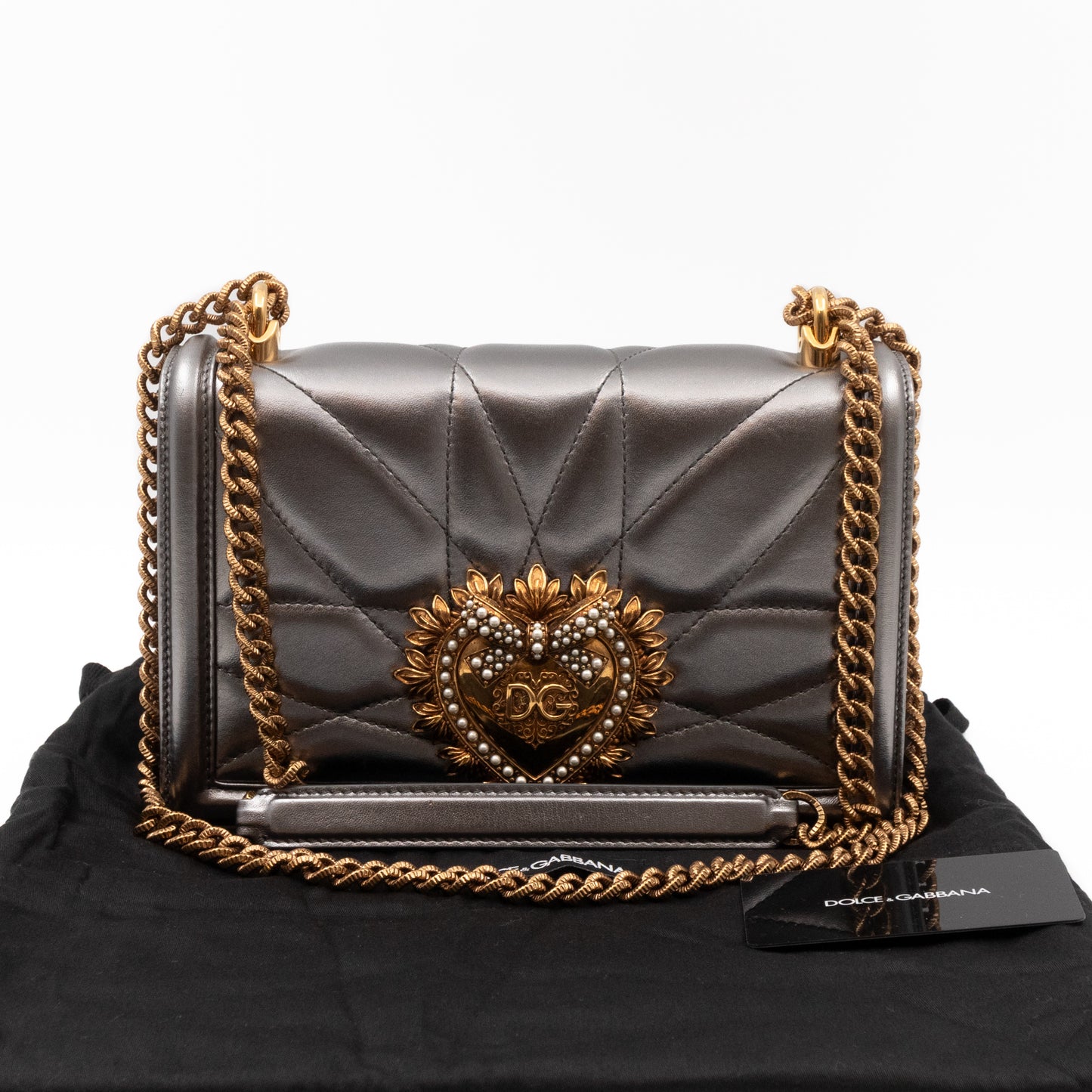 Devotion Medium Shoulder Bag Metallic Quilted Leather