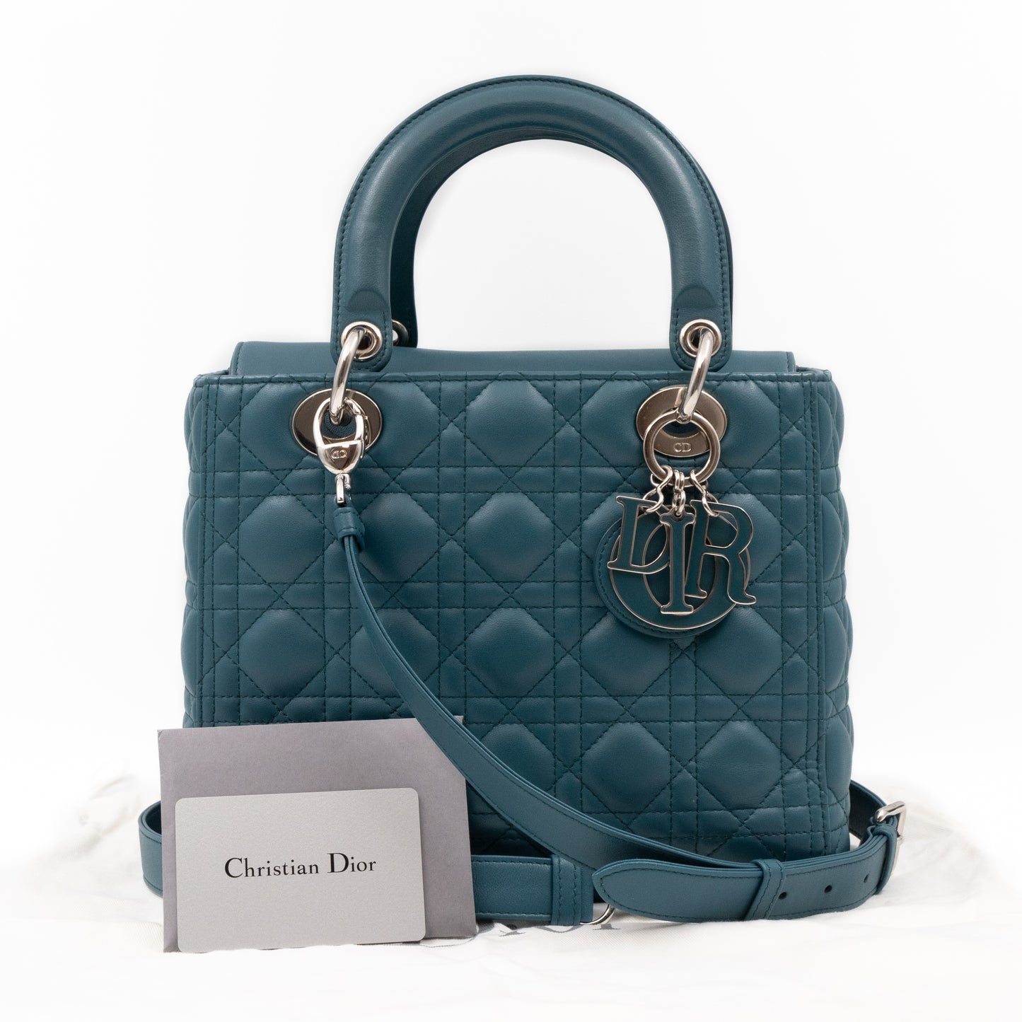 Lady Dior Medium Blue Lambskin Leather