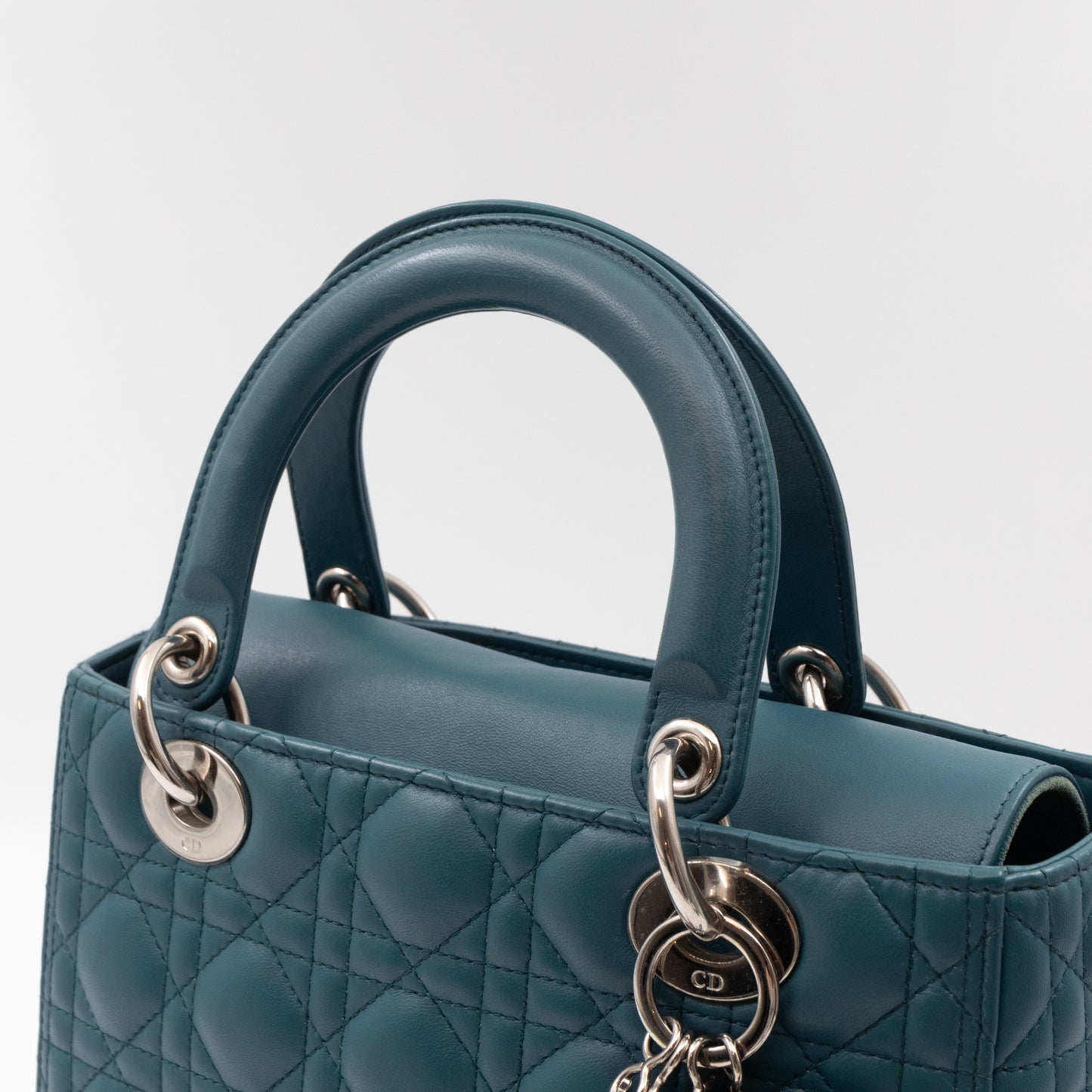 Lady Dior Medium Blue Lambskin Leather