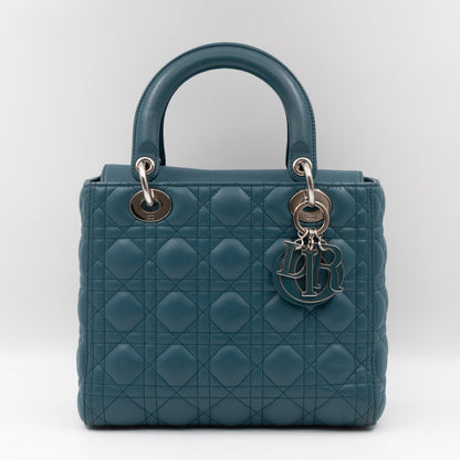 Lady Dior Medium Blue Lambskin Leather