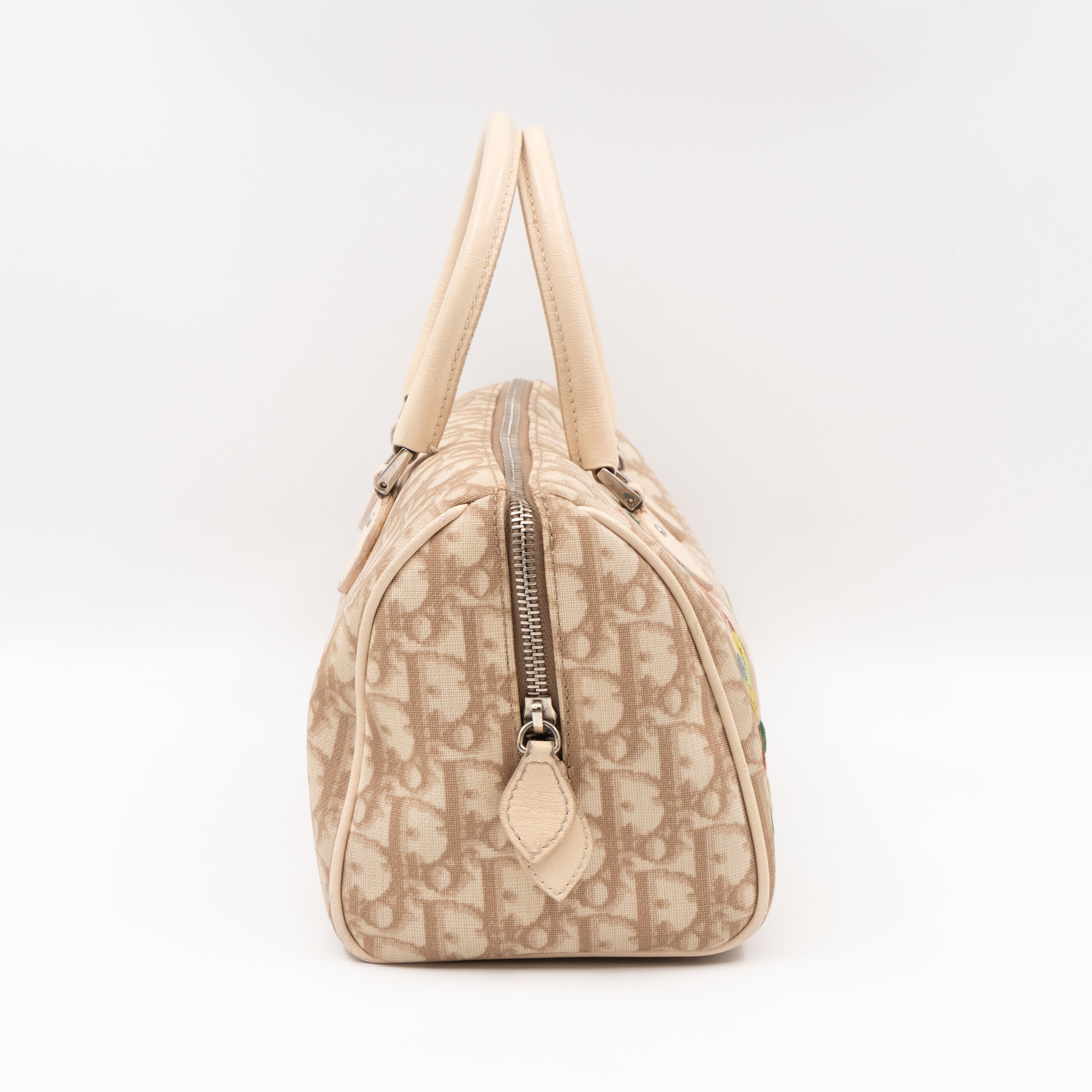 Christian Dior Vintage Boston Bag Beige Diorissimo Flowers