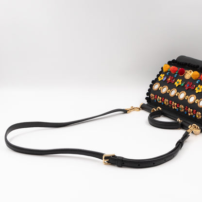 Sicily Medium Black Embellished Leather