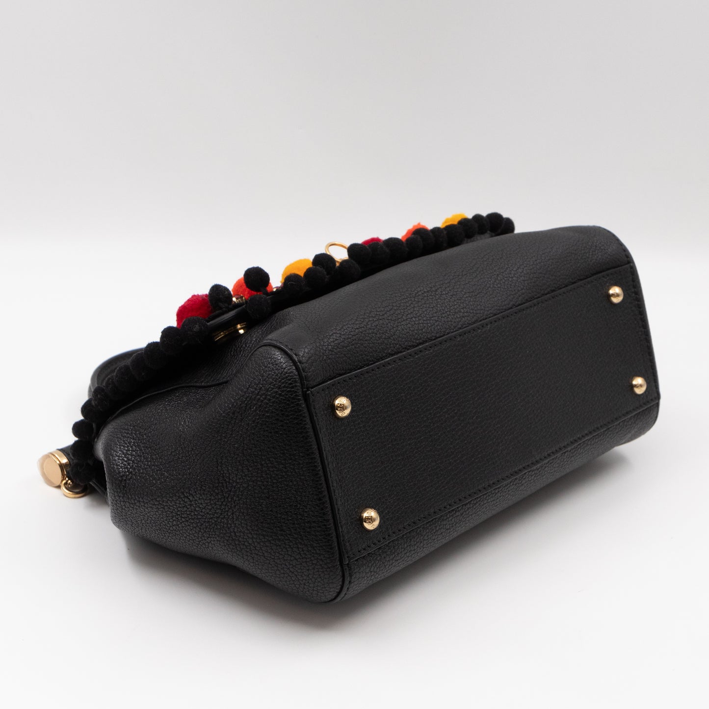 Sicily Medium Black Embellished Leather