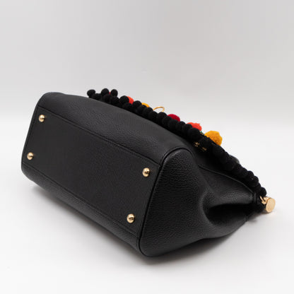 Sicily Medium Black Embellished Leather