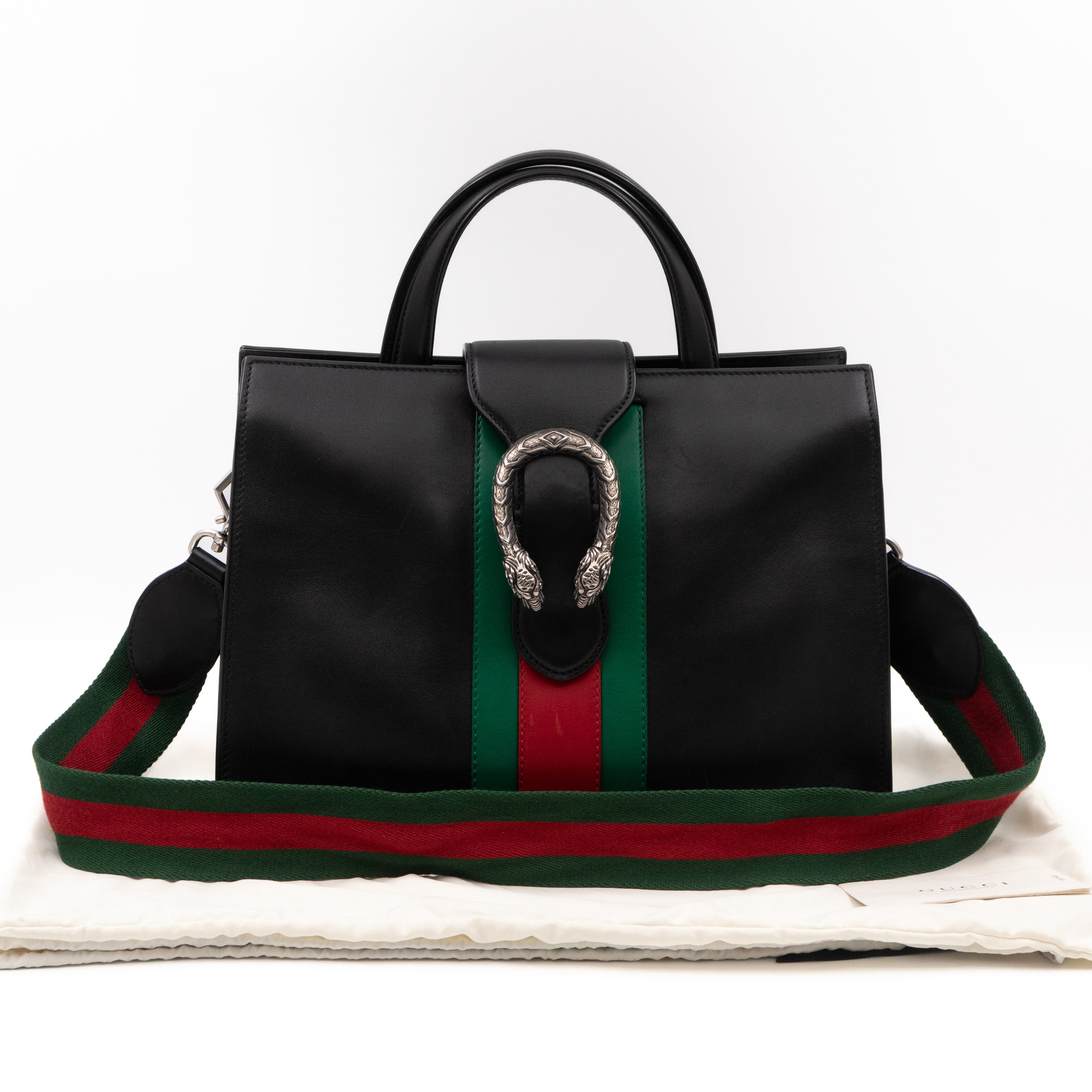 Web Dionysus Medium Tote Black Calfskin Leather