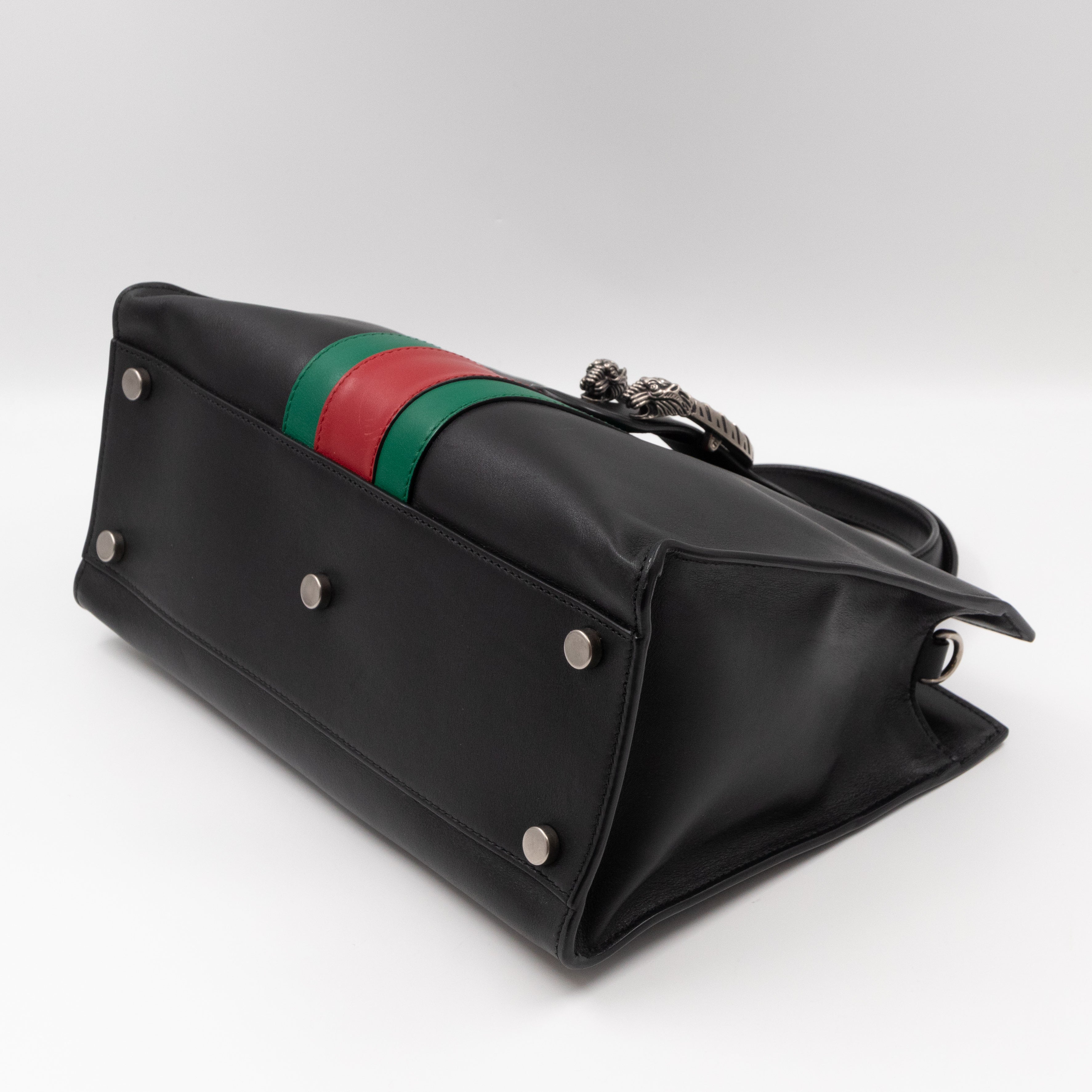 Web Dionysus Medium Tote Black Calfskin Leather