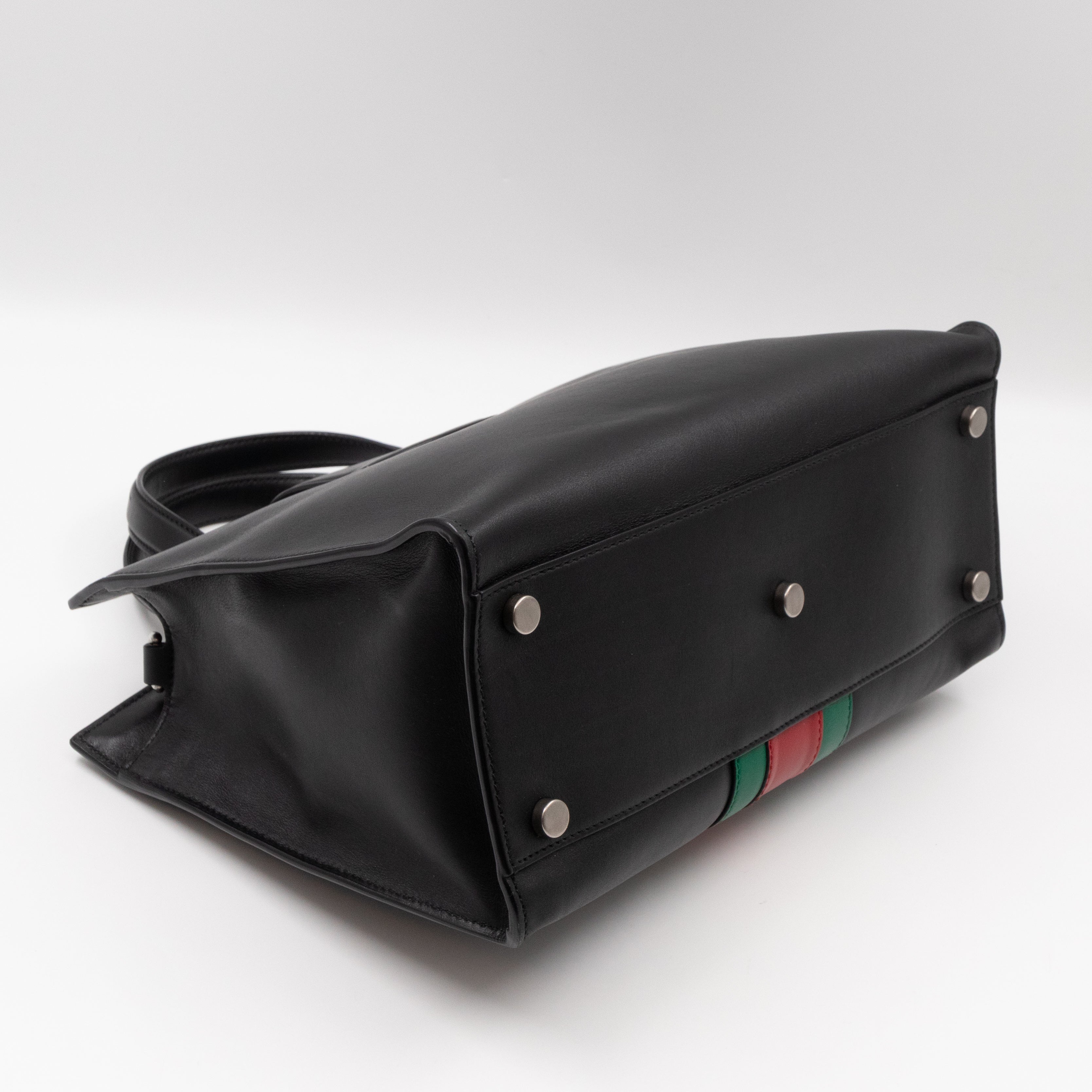 Web Dionysus Medium Tote Black Calfskin Leather