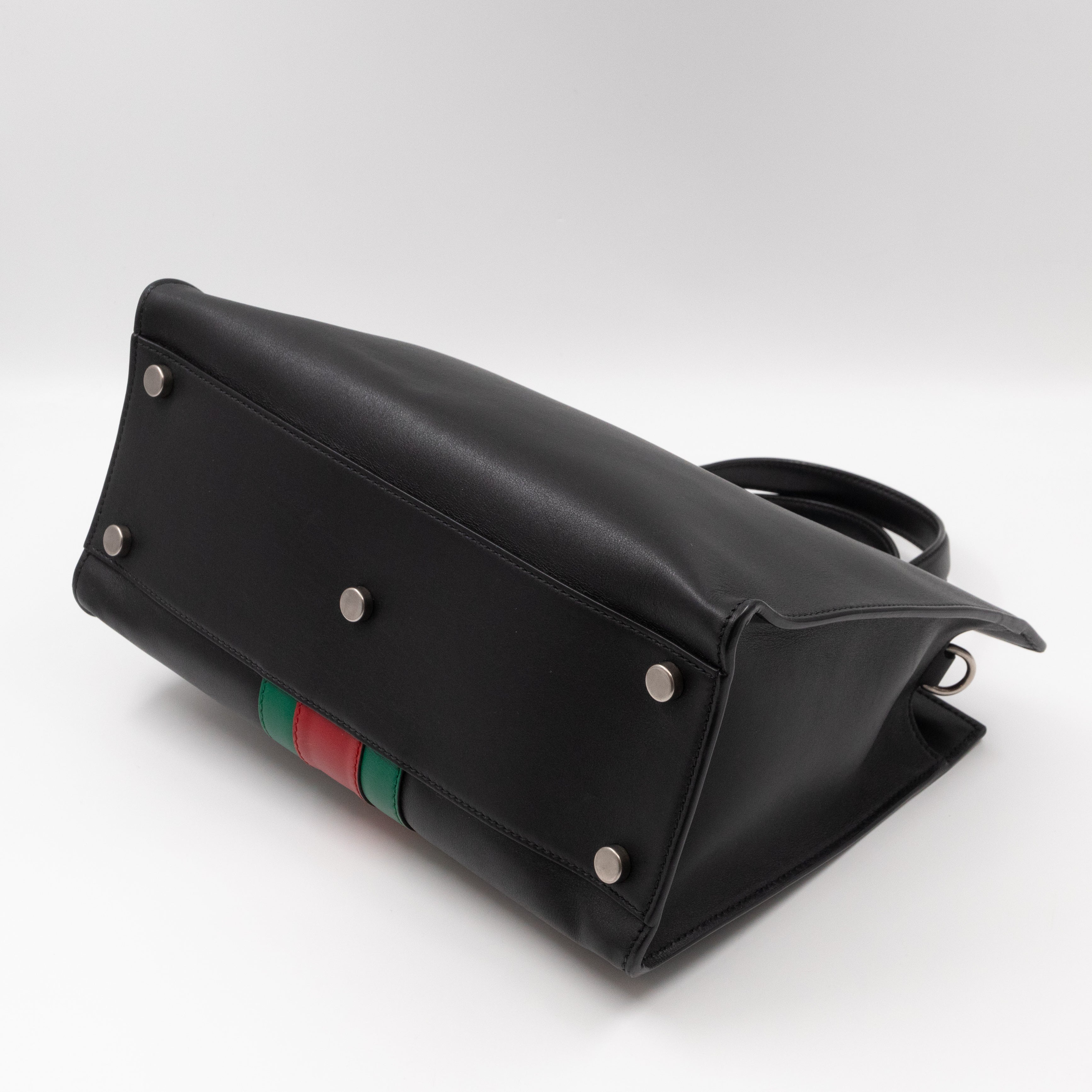 Web Dionysus Medium Tote Black Calfskin Leather
