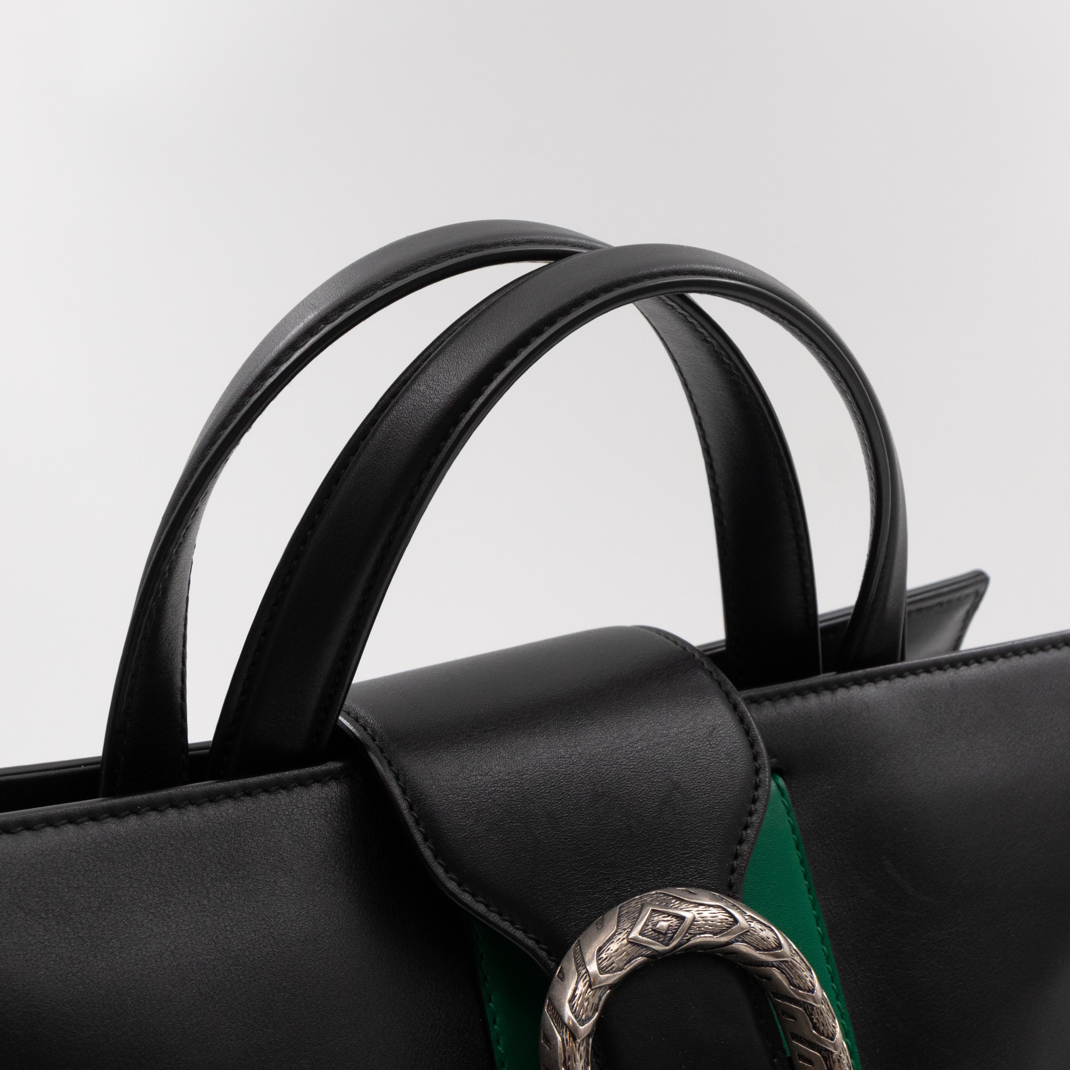 Web Dionysus Medium Tote Black Calfskin Leather
