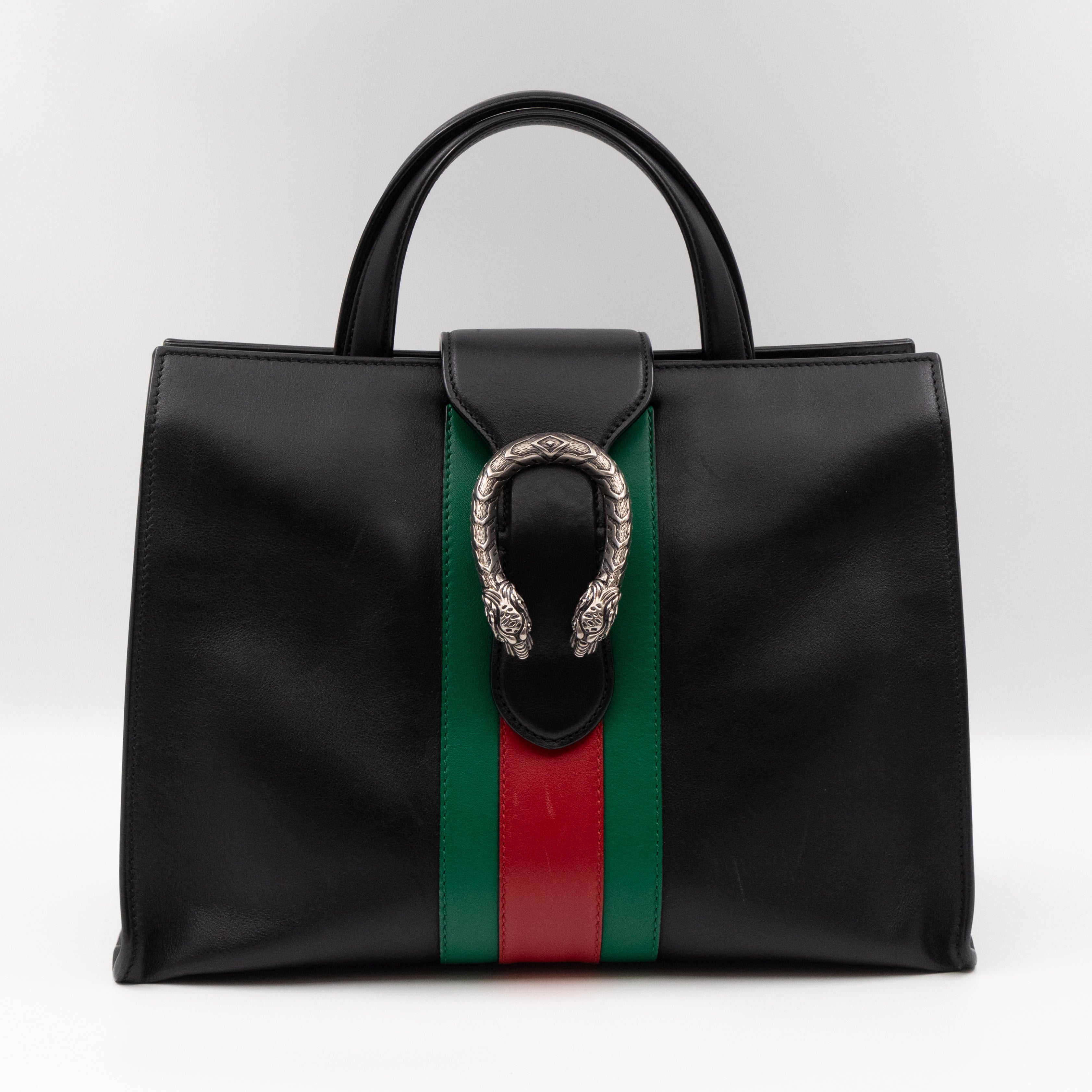 Web Dionysus Medium Tote Black Calfskin Leather