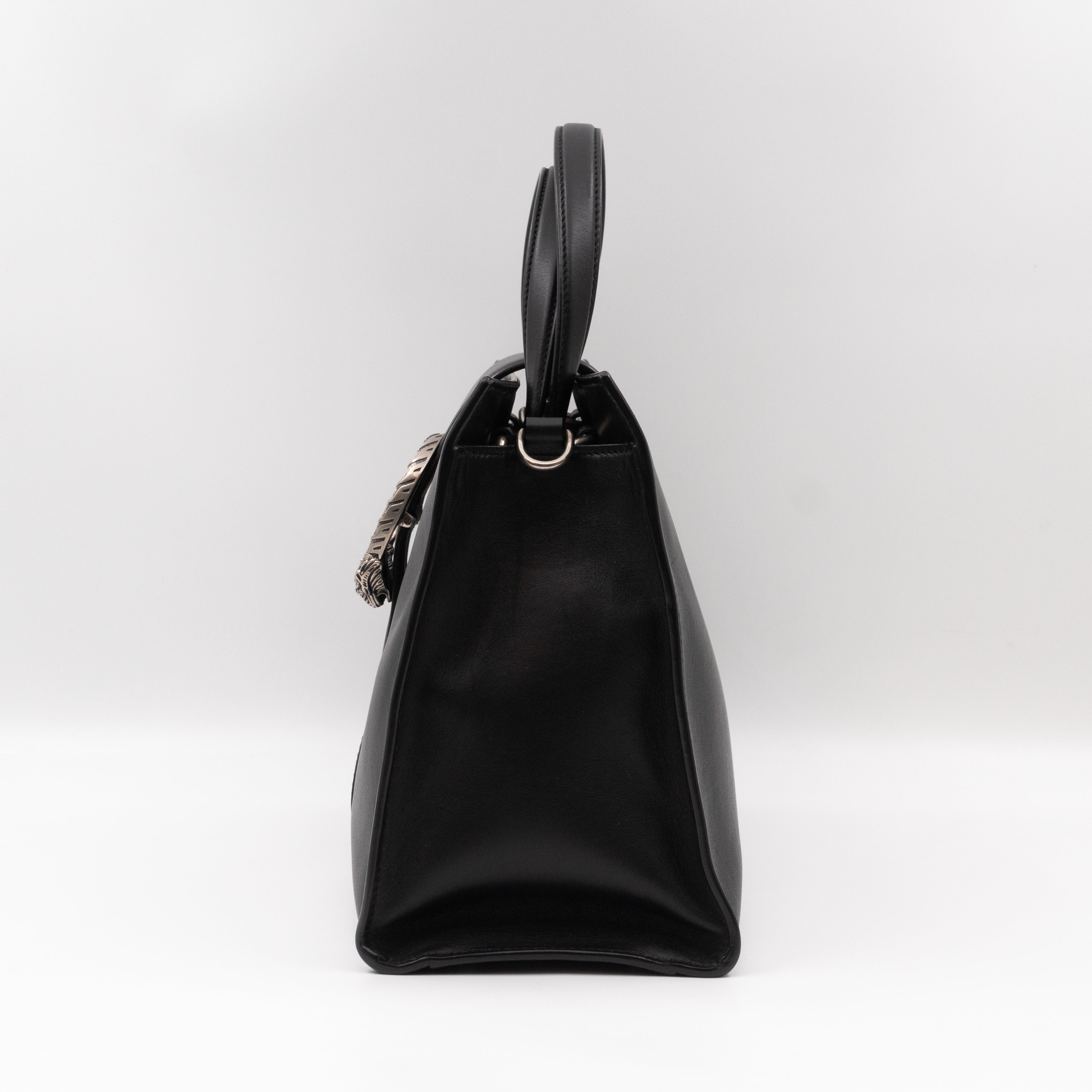Web Dionysus Medium Tote Black Calfskin Leather