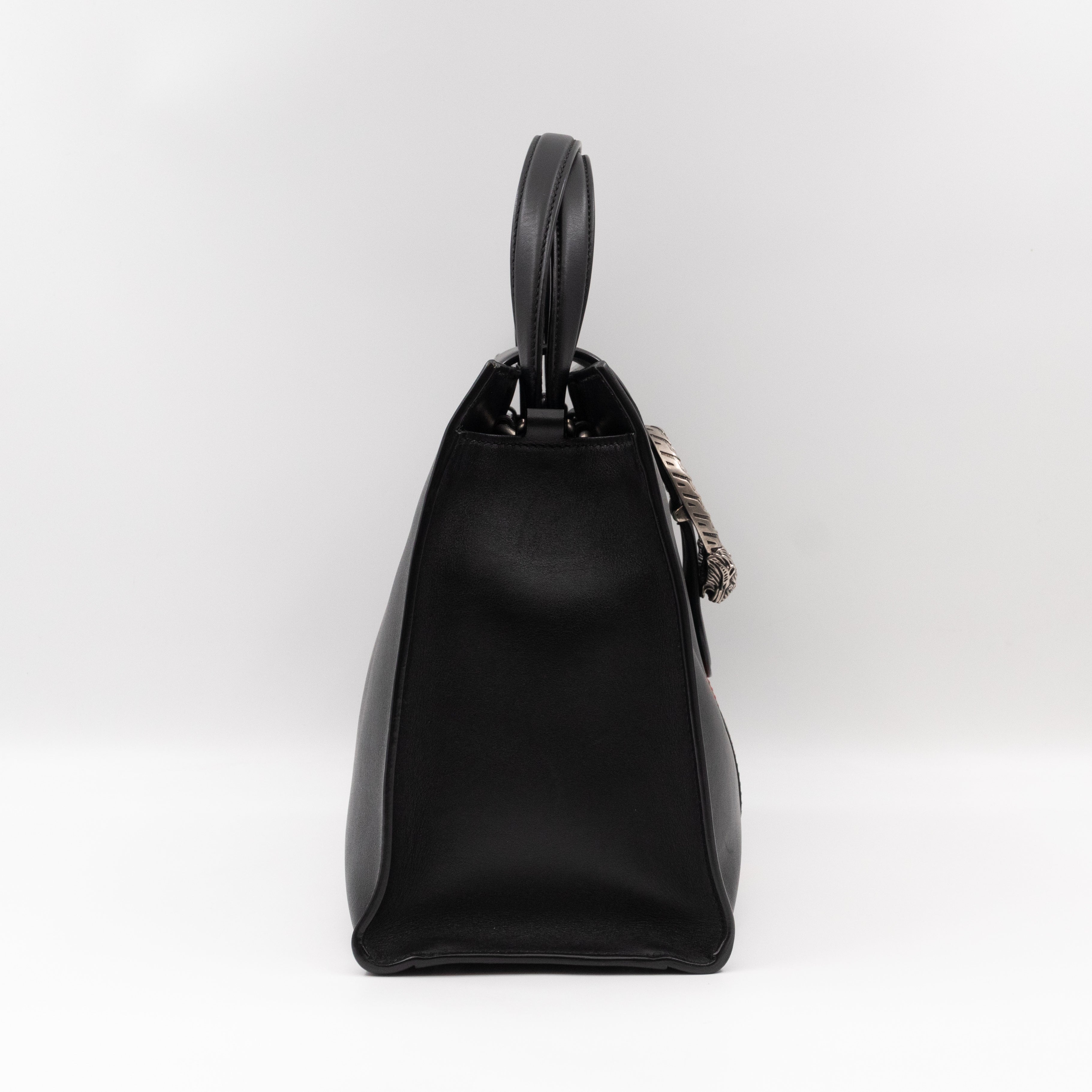 Web Dionysus Medium Tote Black Calfskin Leather