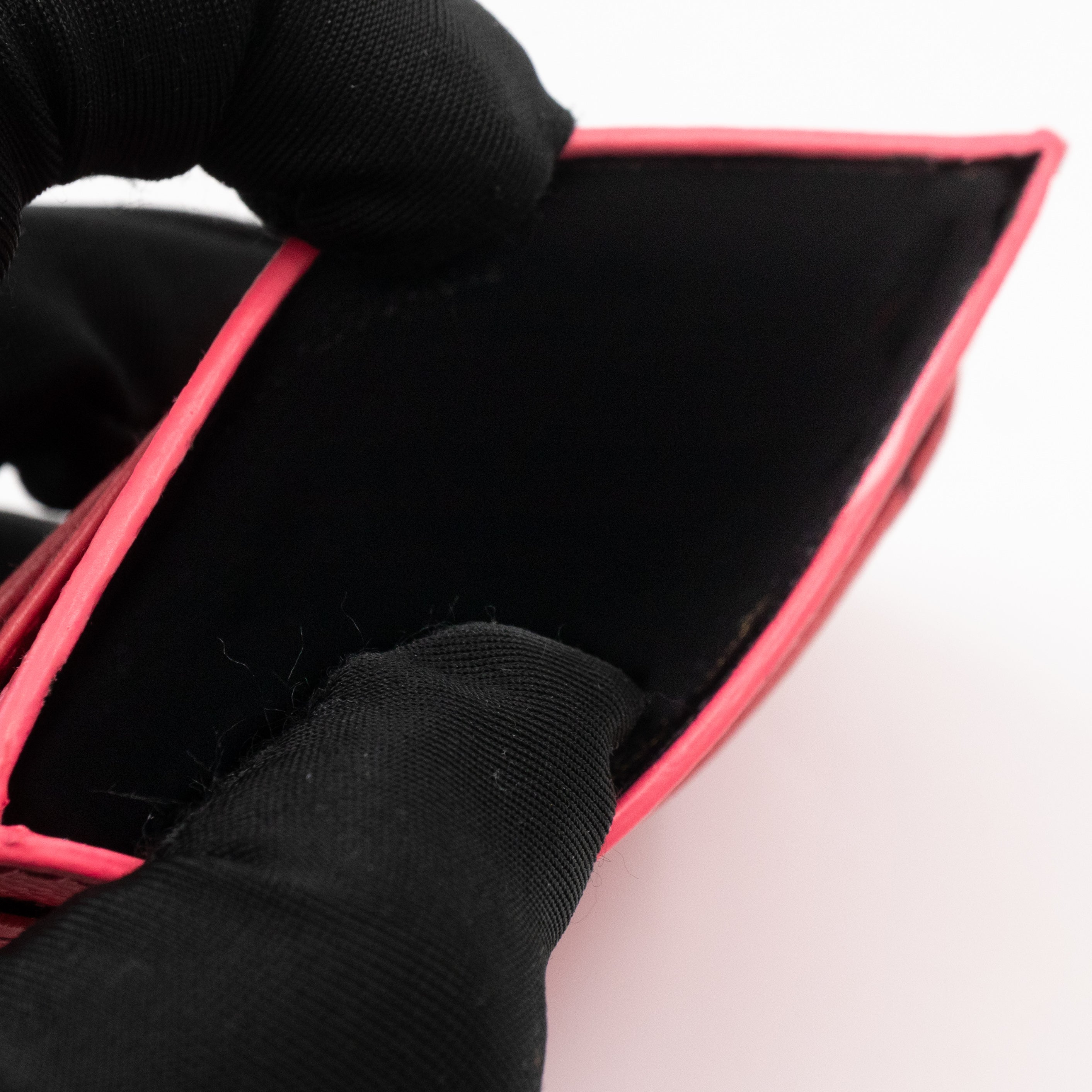 YSL Cassandre Card Holder Pink Grained Leather