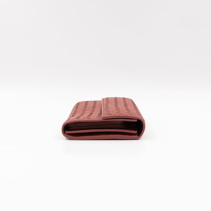 Long Wallet Brick Brown Intrecciato Leather