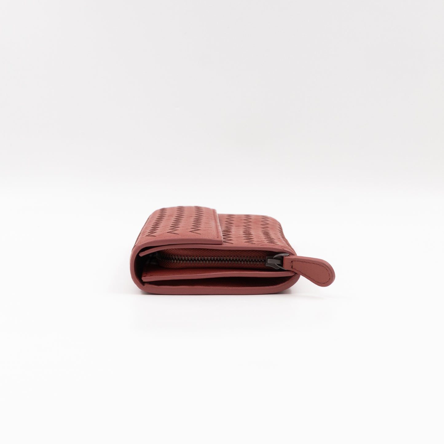 Long Wallet Brick Brown Intrecciato Leather