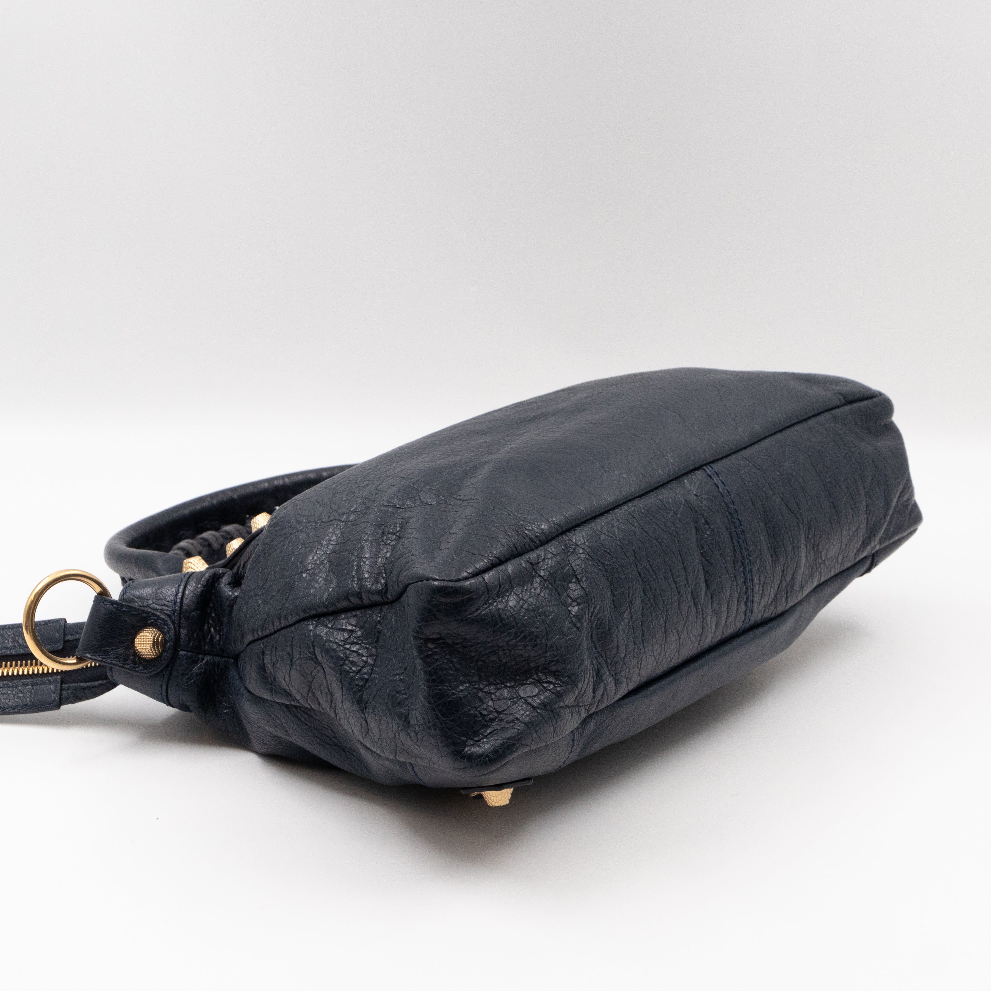 Giant Town Navy Blue Leather Gold