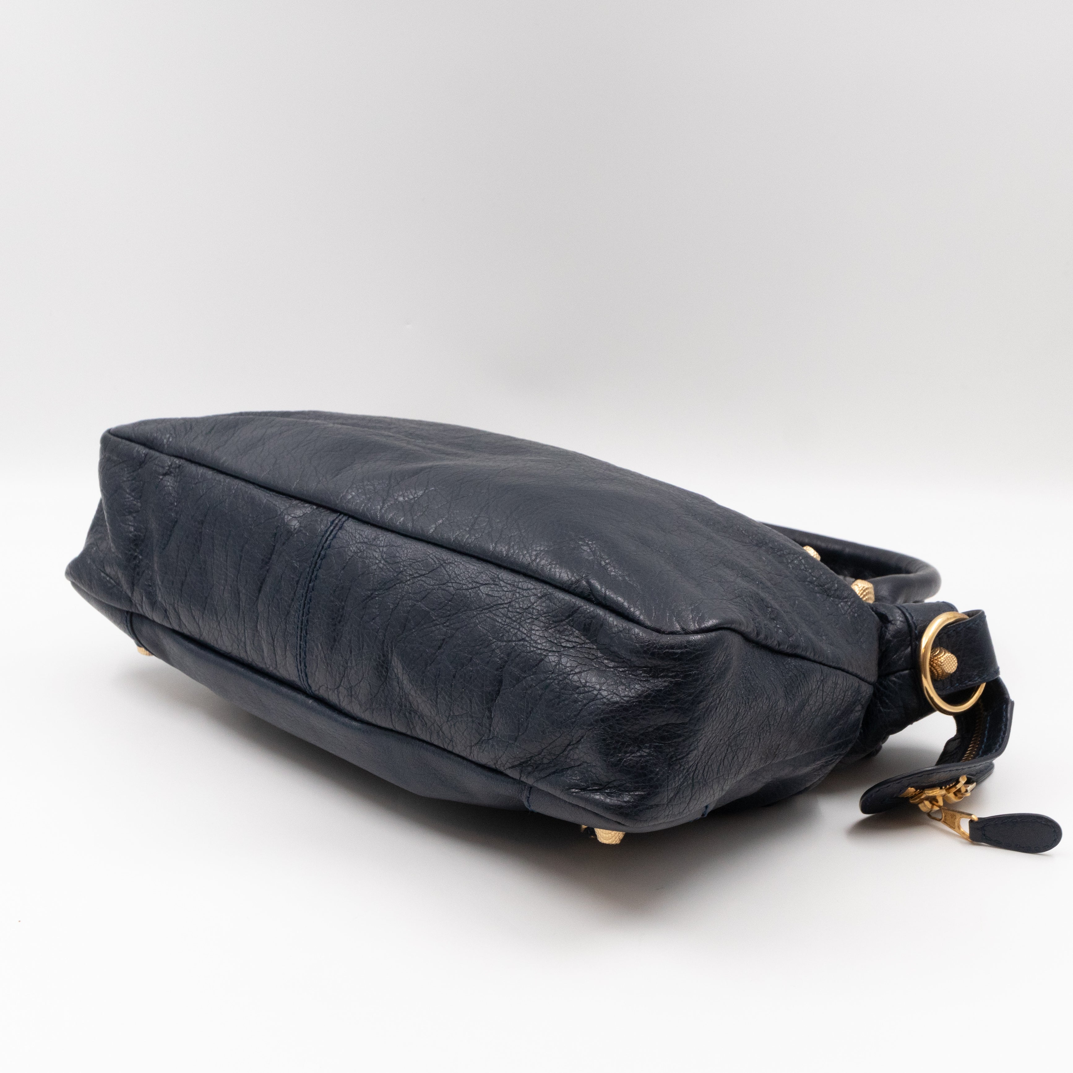 Giant Town Navy Blue Leather Gold