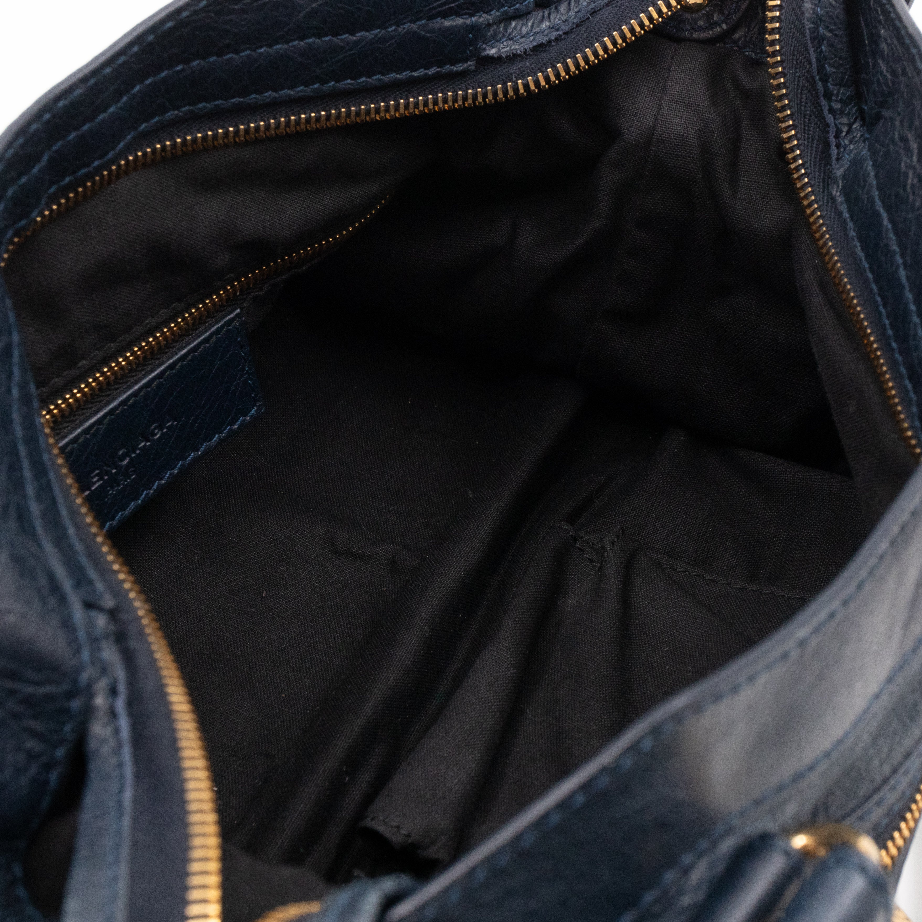 Giant Town Navy Blue Leather Gold