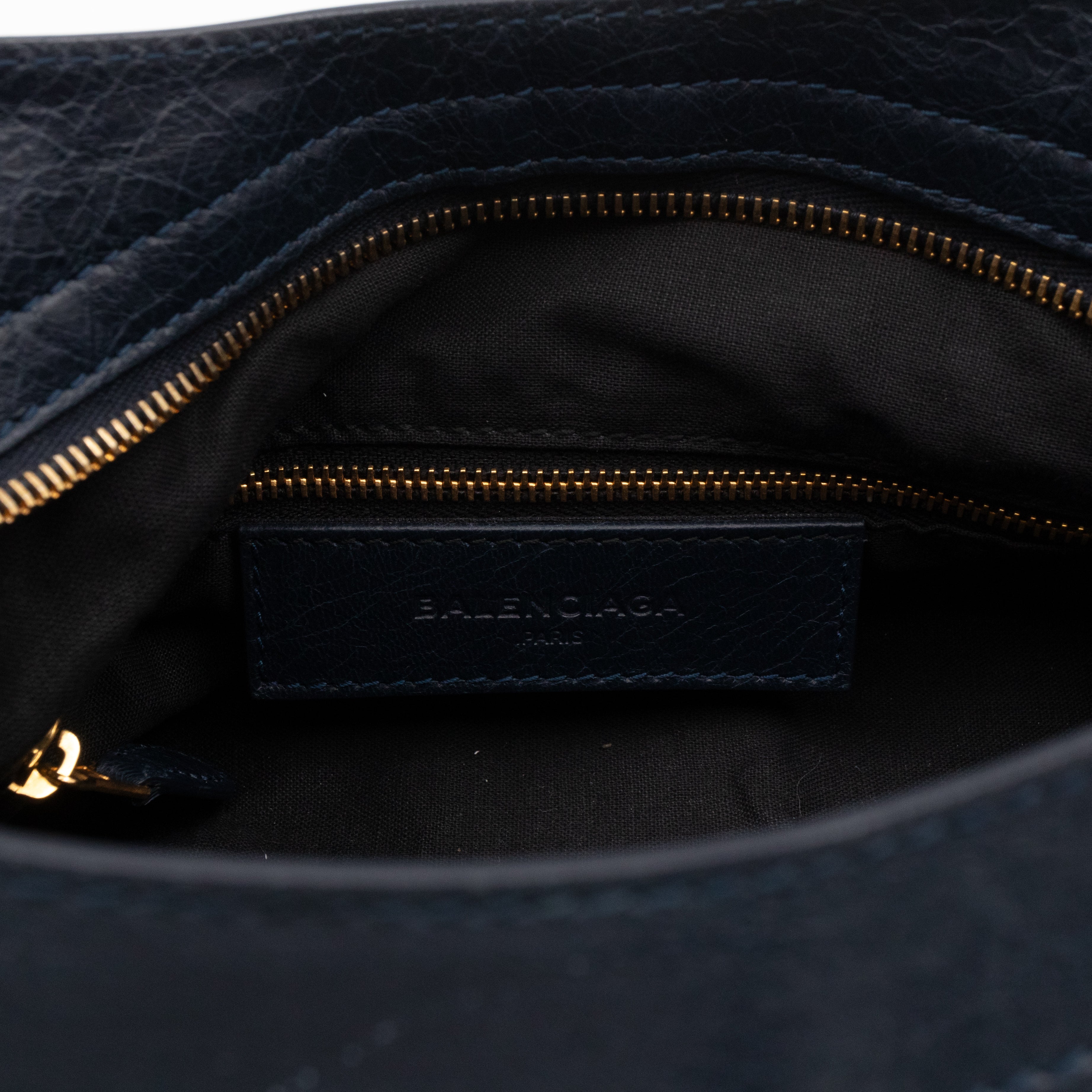 Giant Town Navy Blue Leather Gold