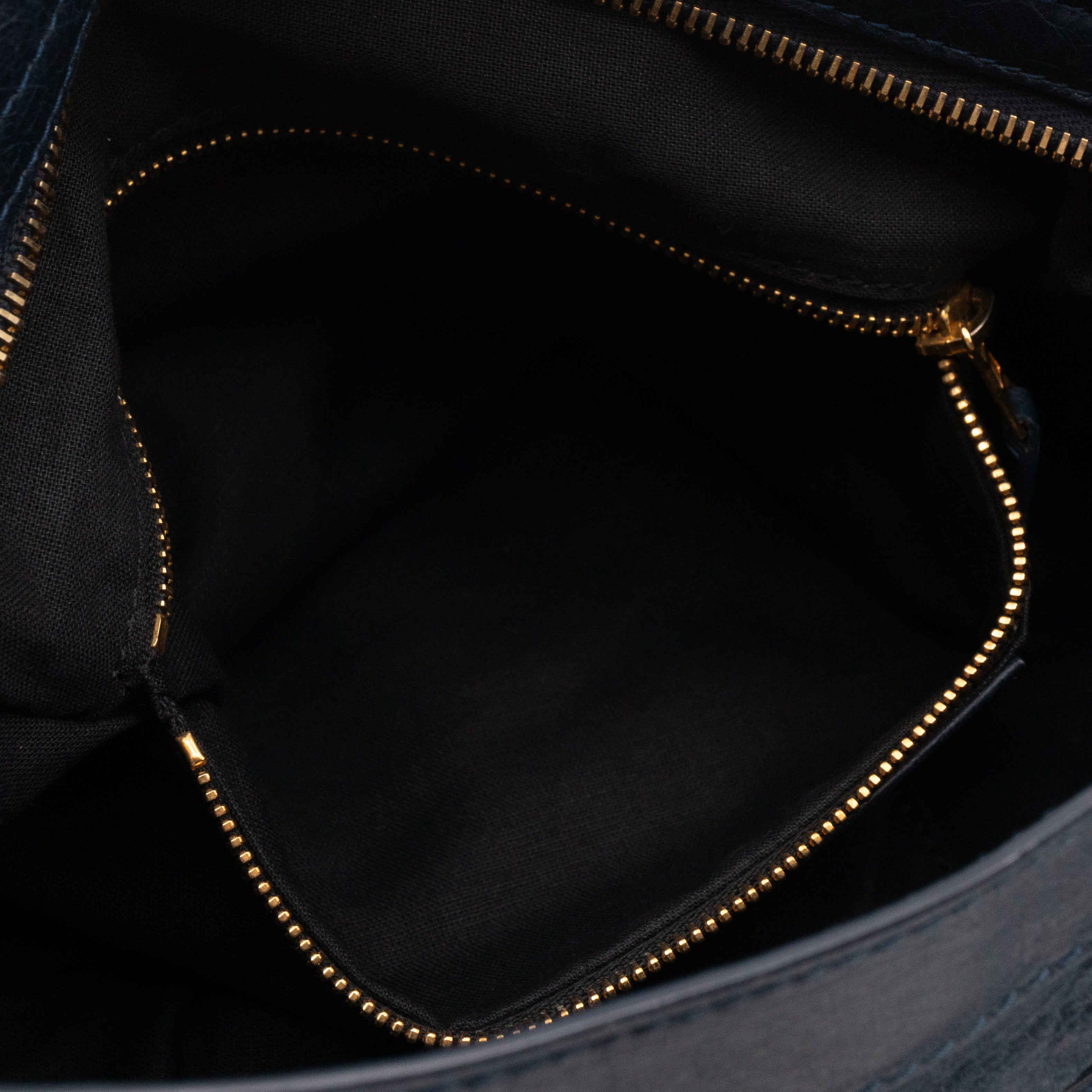 Giant Town Navy Blue Leather Gold