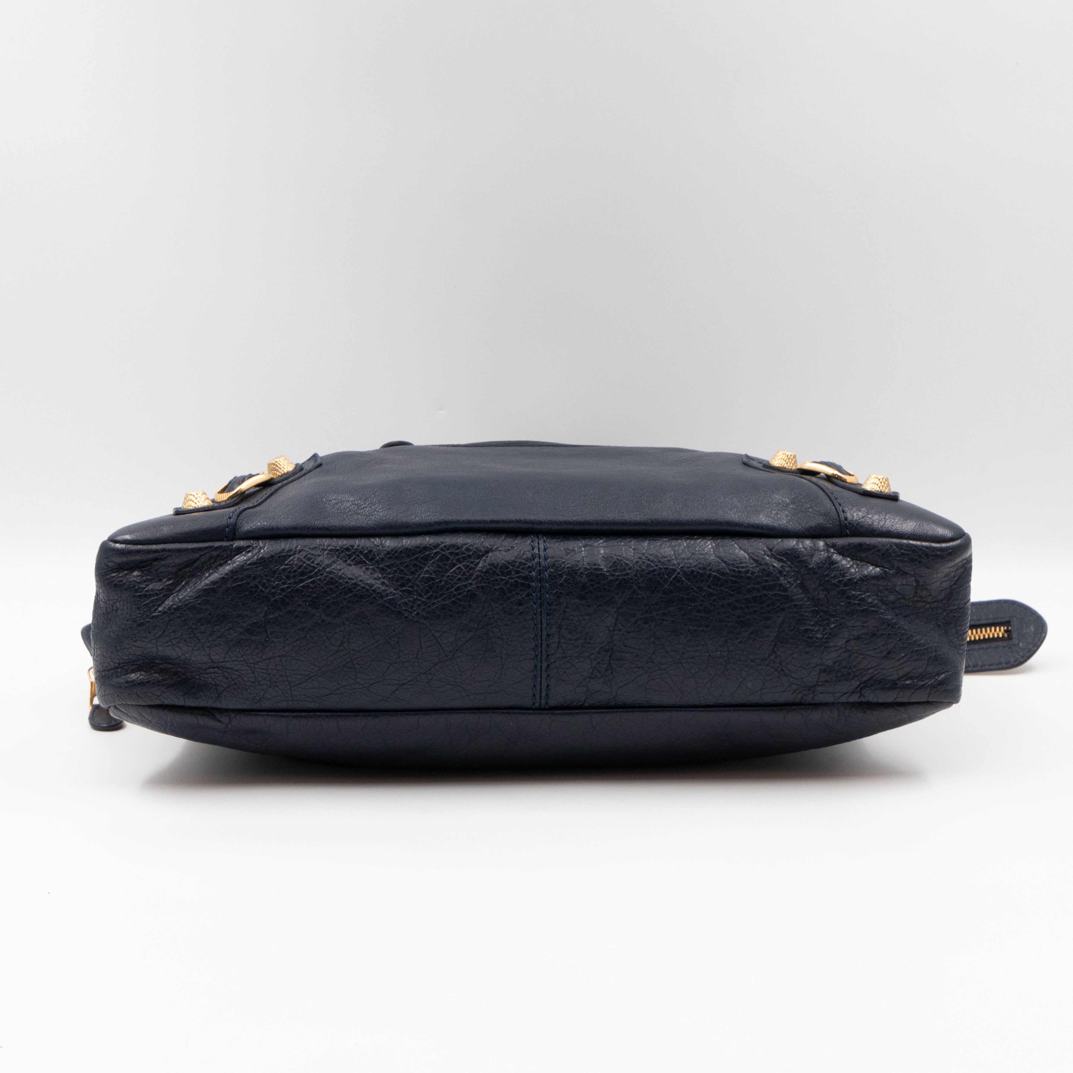 Giant Town Navy Blue Leather Gold