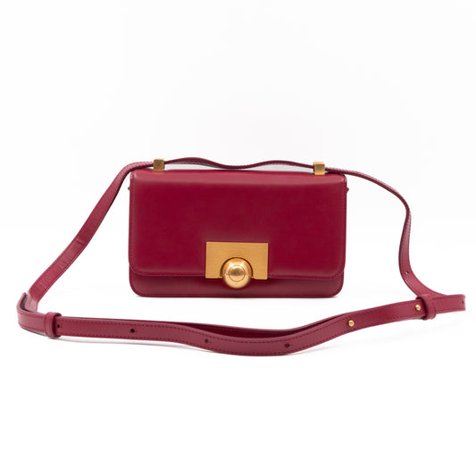 Classic Mini Crossbody Bag Spazzolato Calfskin Red Leather