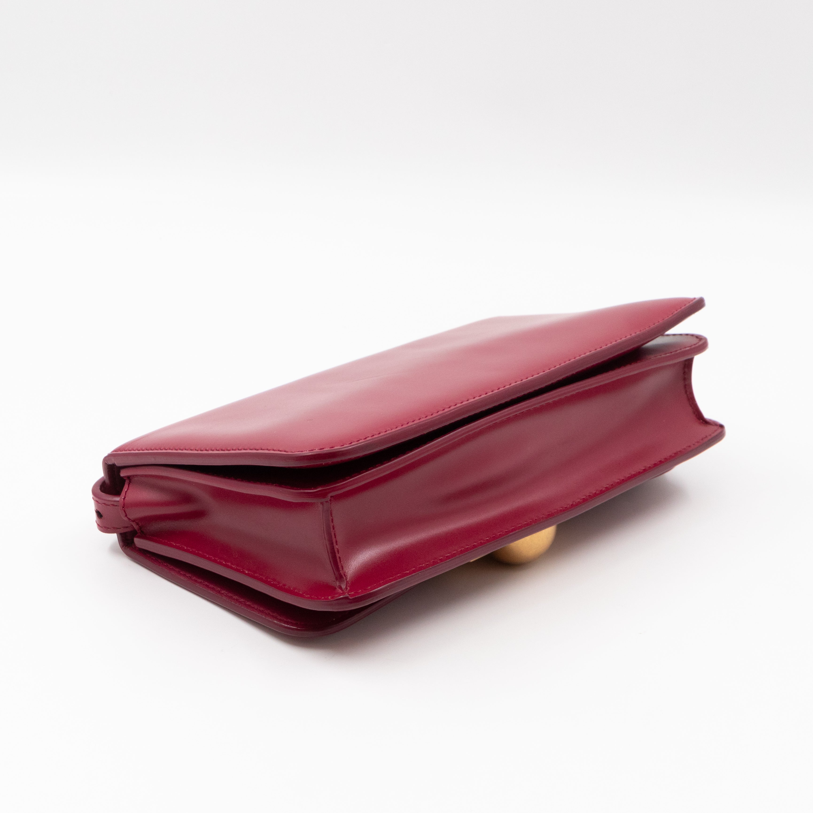 Classic Mini Crossbody Bag Spazzolato Calfskin Red Leather