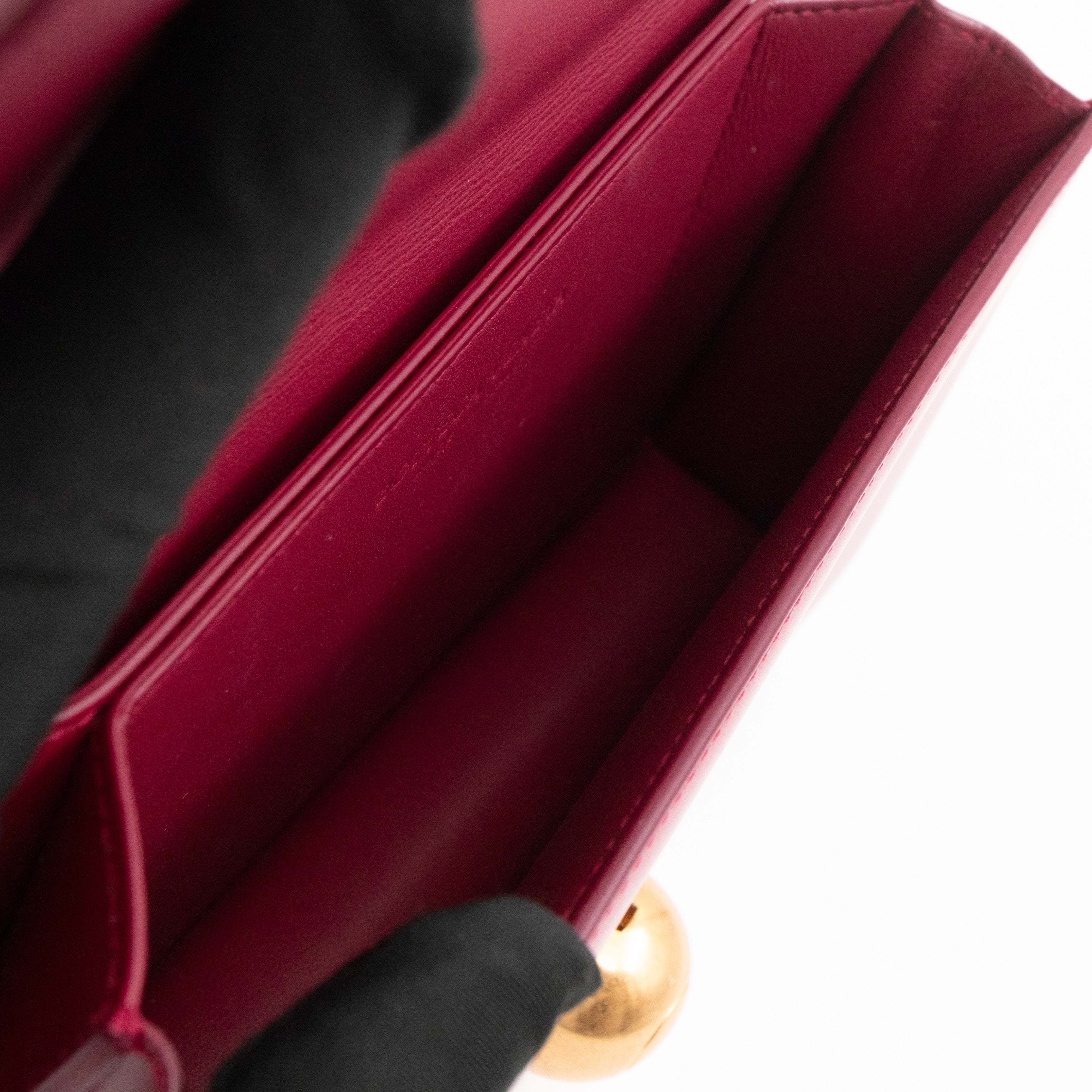 Classic Mini Crossbody Bag Spazzolato Calfskin Red Leather