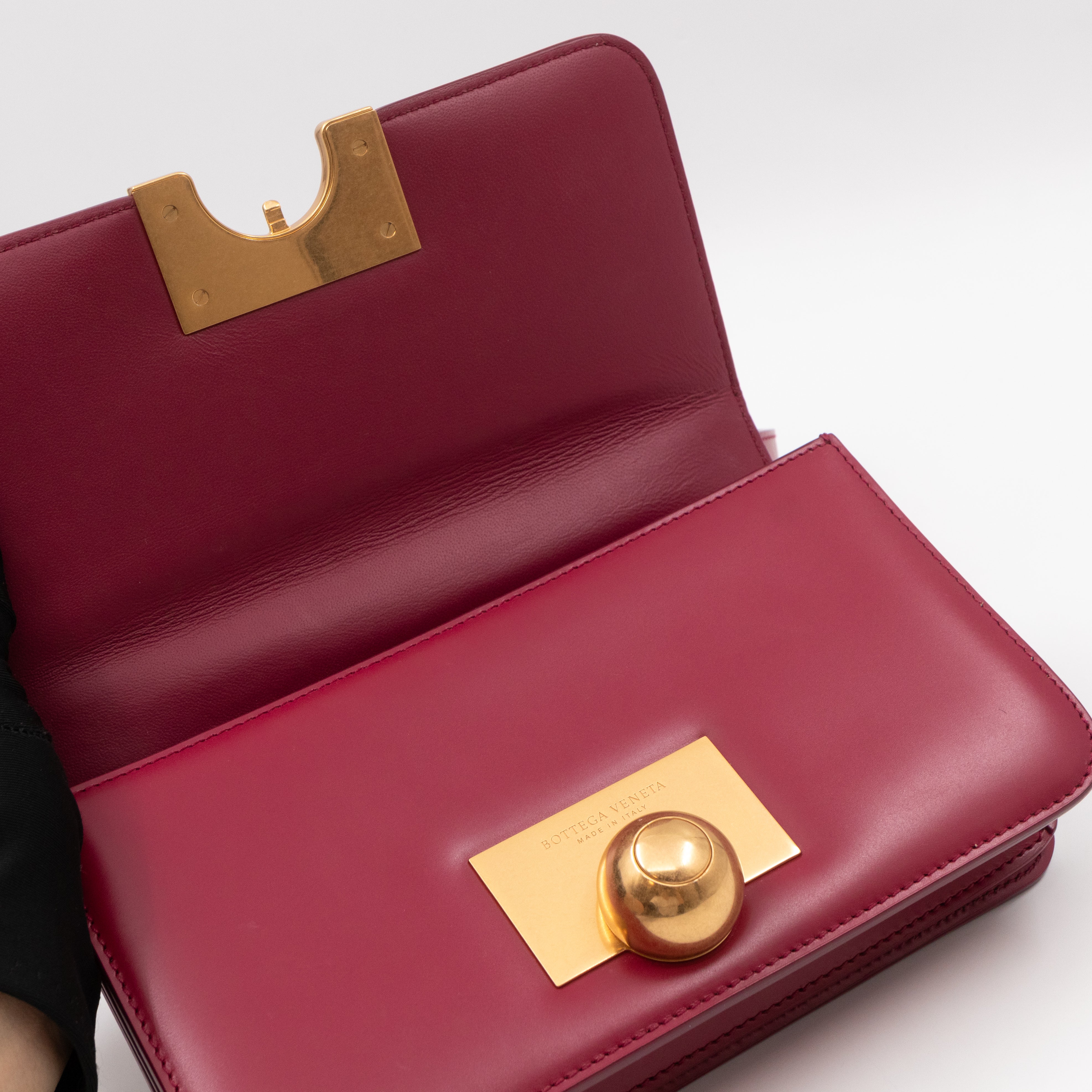 Classic Mini Crossbody Bag Spazzolato Calfskin Red Leather