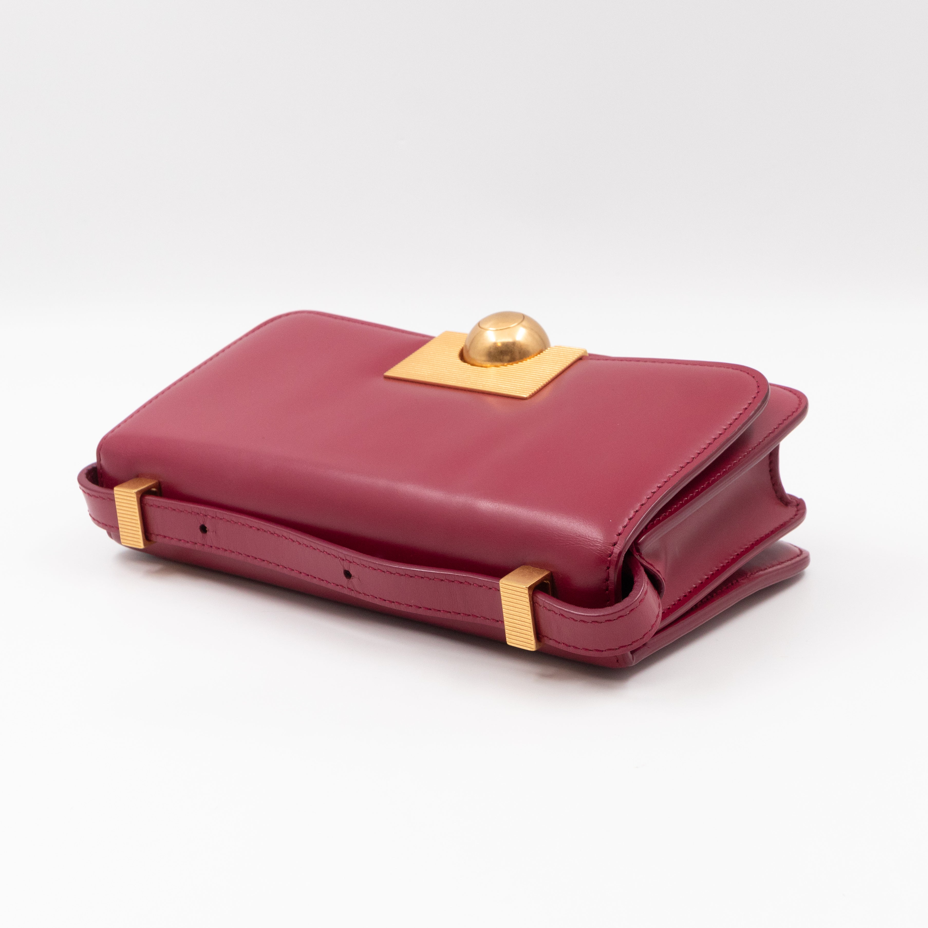 Classic Mini Crossbody Bag Spazzolato Calfskin Red Leather