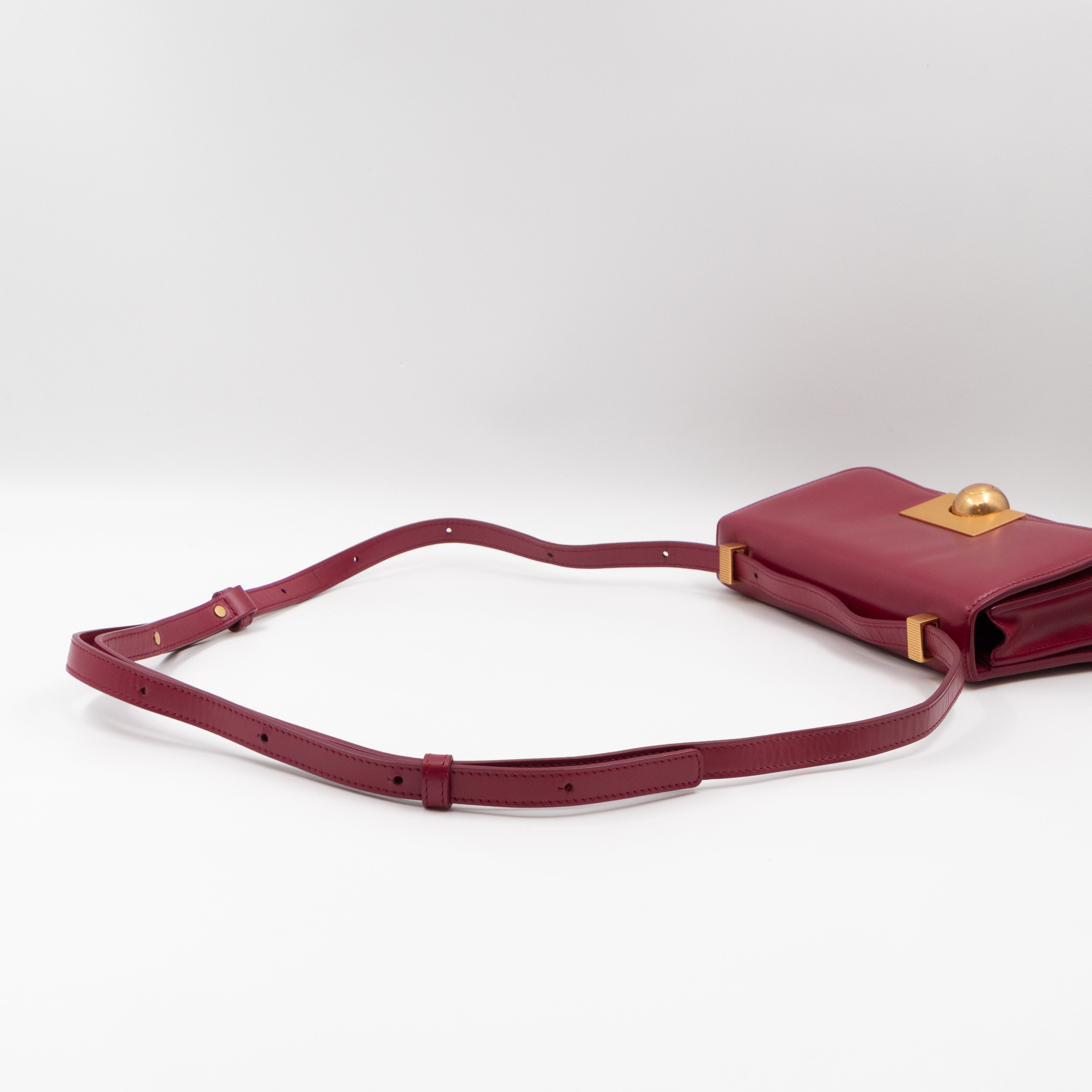 Classic Mini Crossbody Bag Spazzolato Calfskin Red Leather