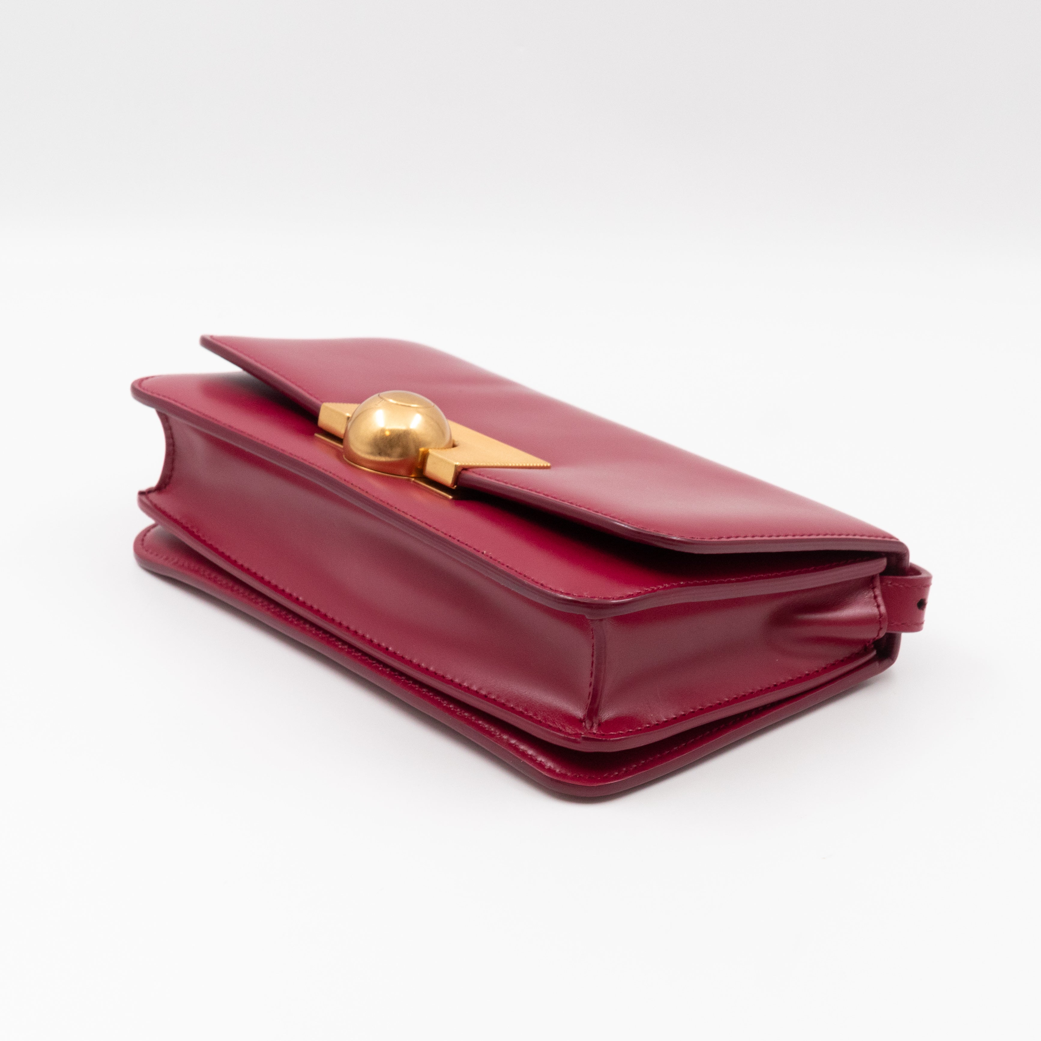 Classic Mini Crossbody Bag Spazzolato Calfskin Red Leather