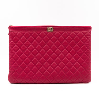 Boy O Case Clutch Large Caviar Pink Leather