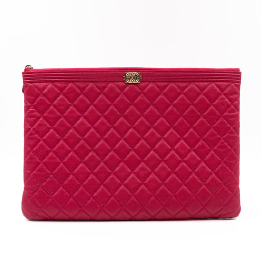 Boy O Case Clutch Large Caviar Pink Leather