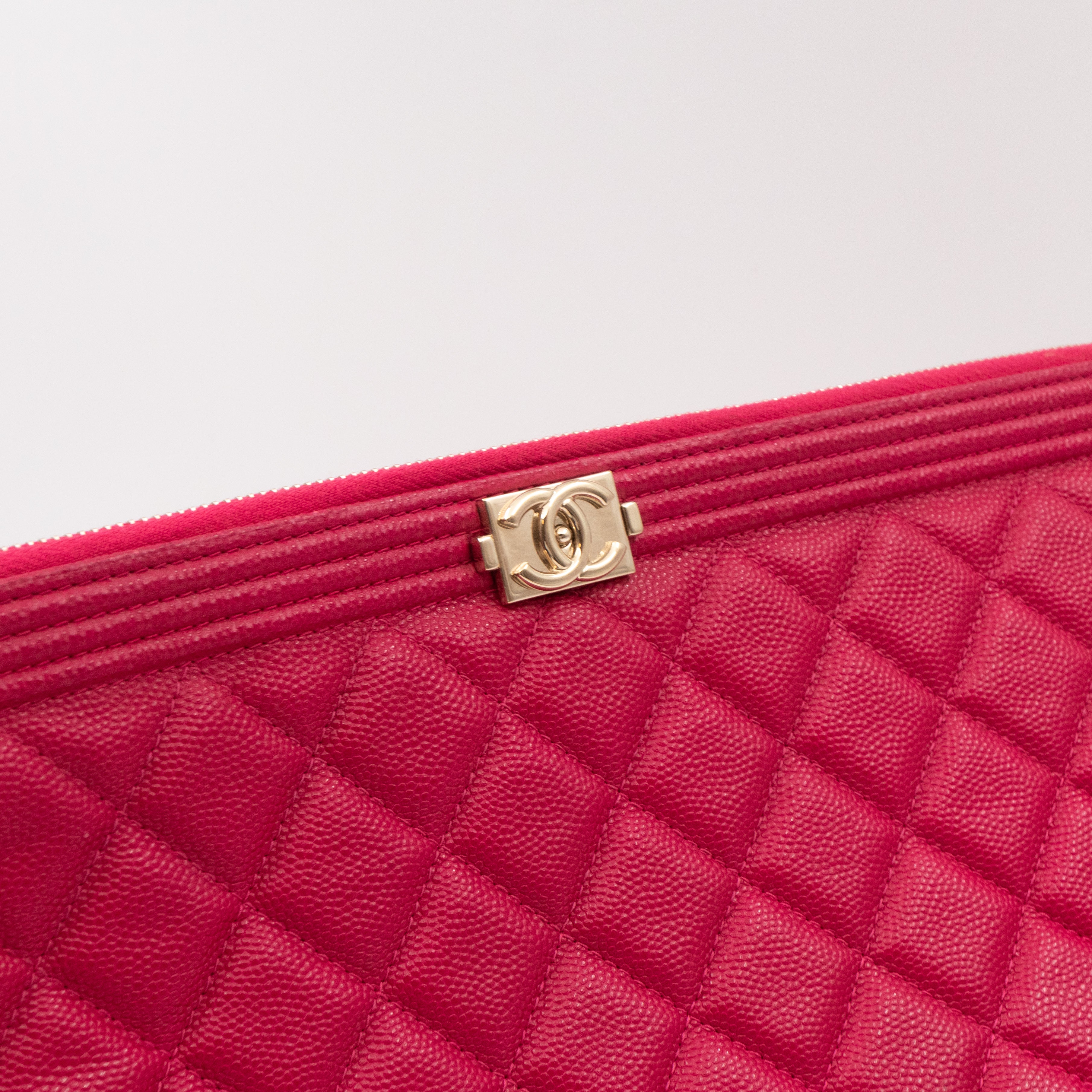 Boy O Case Clutch Large Pink Caviar Leather